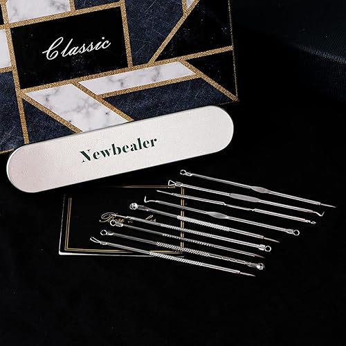 Miniatura 3 de Newbealer Herramienta de eliminación de acné de nariz y cara, juego de 9 piezas para eliminación de acné para eliminación de manchas, puntos