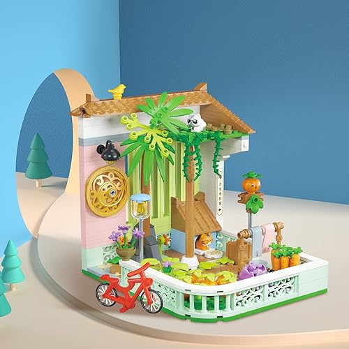 Miniatura 7 de WINGIFT Juego de 460 piezas de construcción de casas de flores de 472 x 375 x 452 pulgadas largo x ancho x alto juego de bloques de construcción de