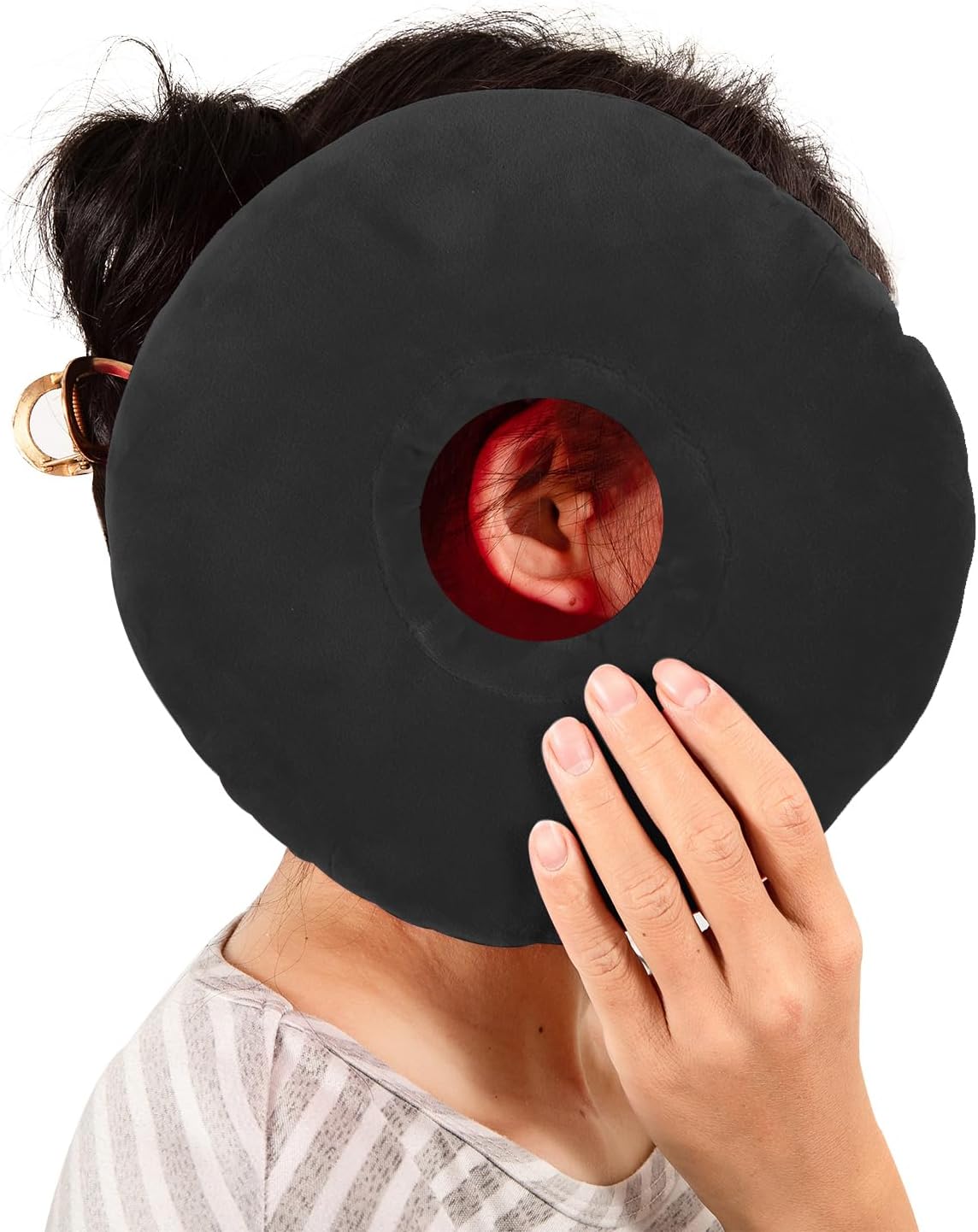 UKTYUAS Oreiller de piercing de 22,9 cm, oreiller en forme de O avec trous d’oreille, coussin de piercing d’oreille pour les personnes dormant sur le côté, soulage les douleurs d’oreille,