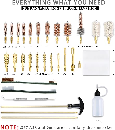 Miniatura 2 de Bore Baby Gun Cleaning Kit Universal Supplies for Rifle Pistol Shotgun with Portable Carrying Case for 12Ga 20Ga .22 5.56 .223 Chamber .2436MM