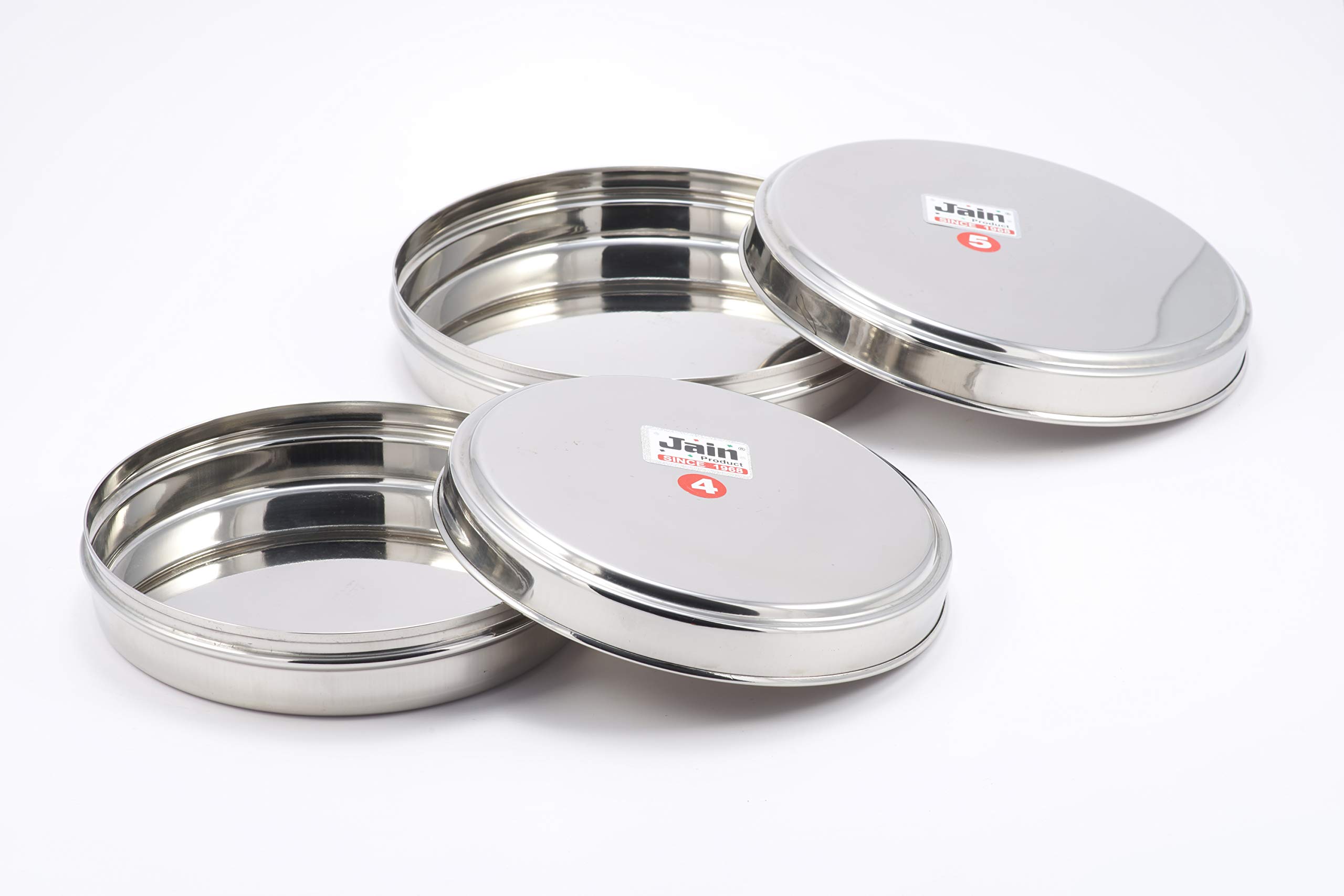 JAIN Chocolate/Chappathi Sleek & Flat Dabba (Set of 2 Pcs) - 500ML & 750 ML