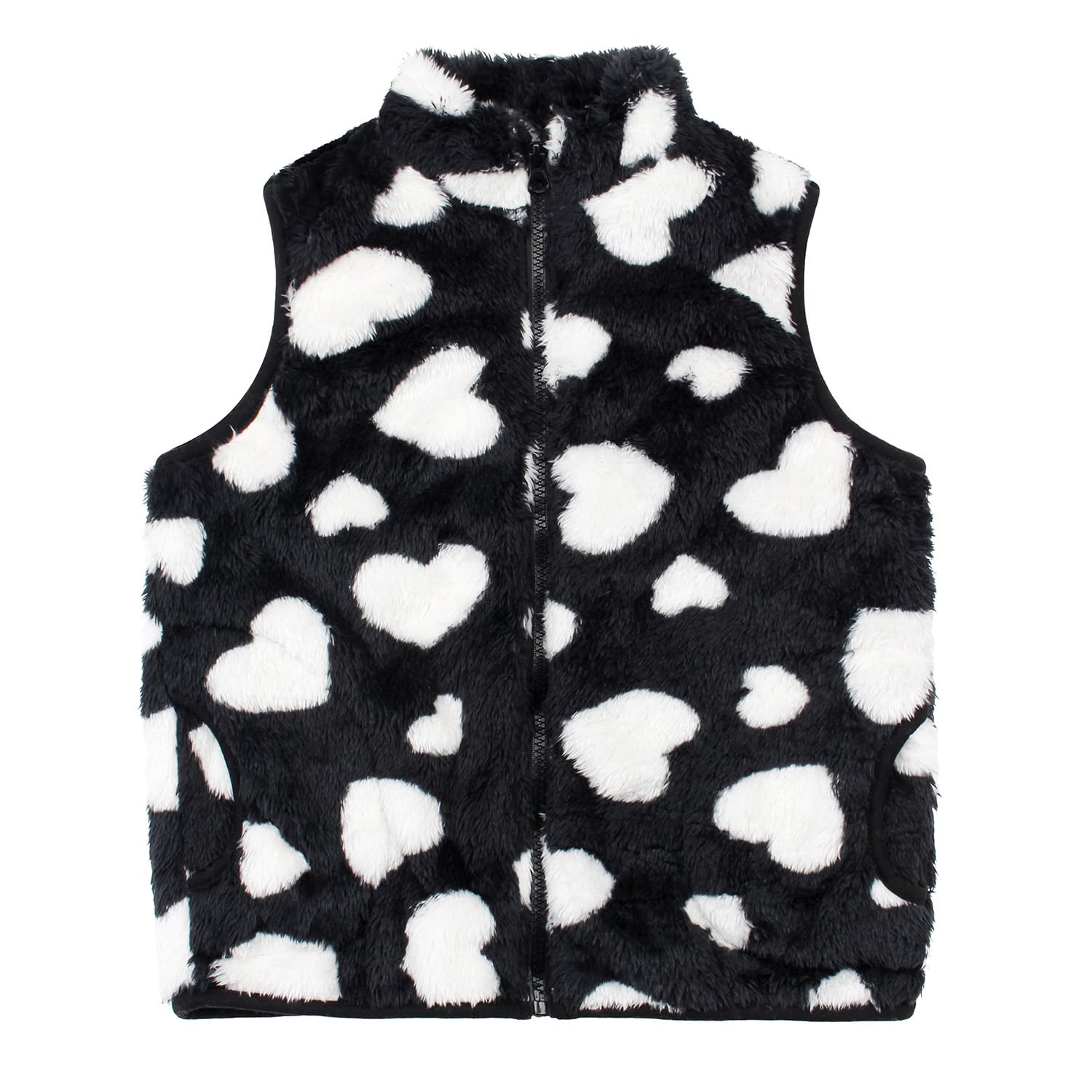 JESKIDS Girls' Boys Sherpa Fleece Vest Outwear Lightweight Solid Color Cute Jacket with Pockets 2-11 Years