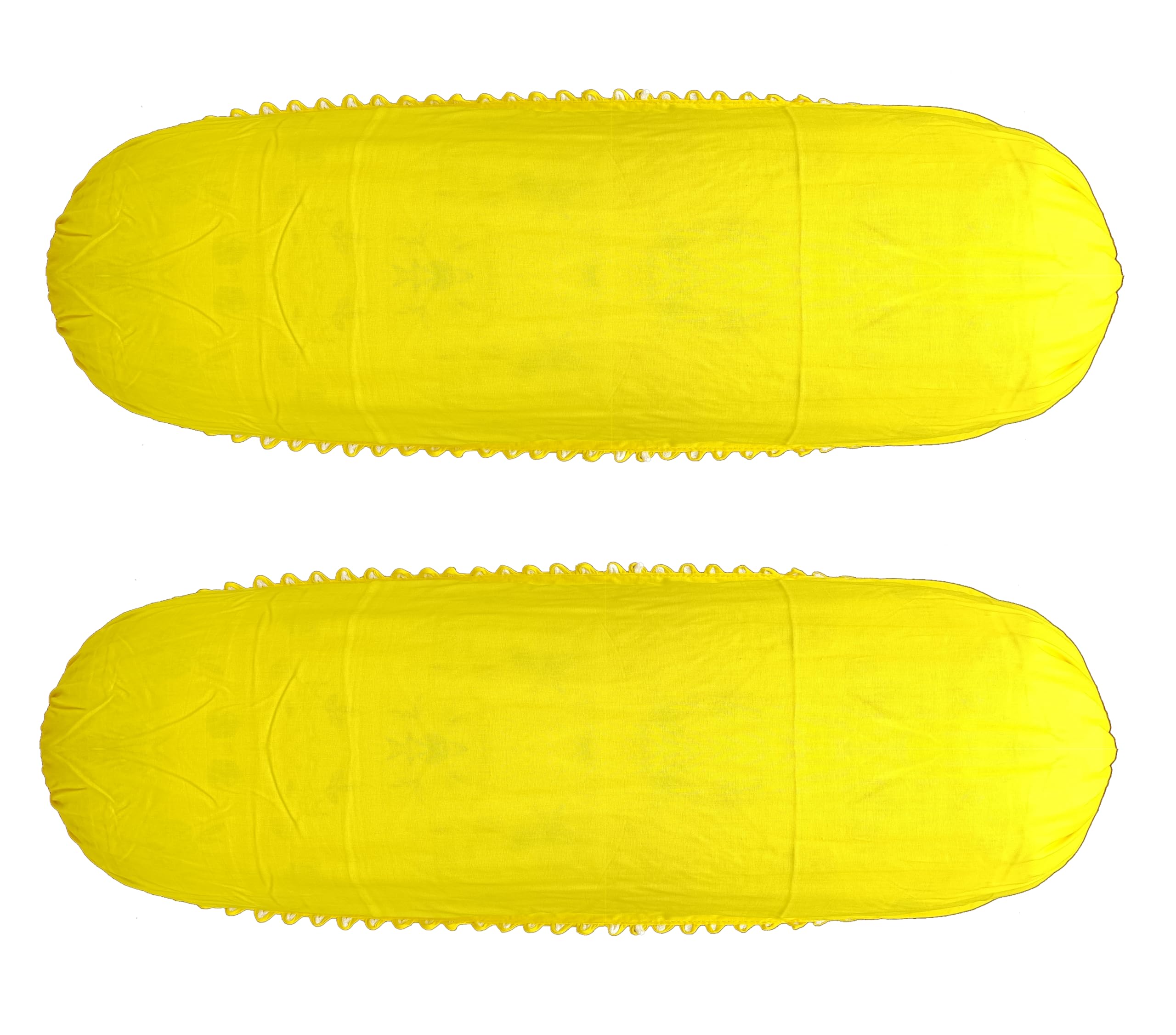 Mayabi 100% Pure Cotton Bolster Cover Set | 16x32 Inches | 300 Tc | Bed/Diwan Side Pillow Covers Only | Bed Side Long Side Pillow Case | Tie Closure - (Set of 2) (Bright Yellow)-image-48