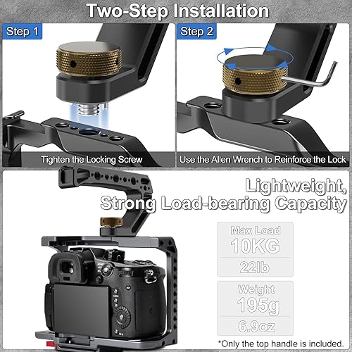 Miniatura 6 de Mango superior para cámara con pasadores de localización de 38"-16 para ARRI Grip para jaula de cámara, mango superior universal con 5 adaptadores