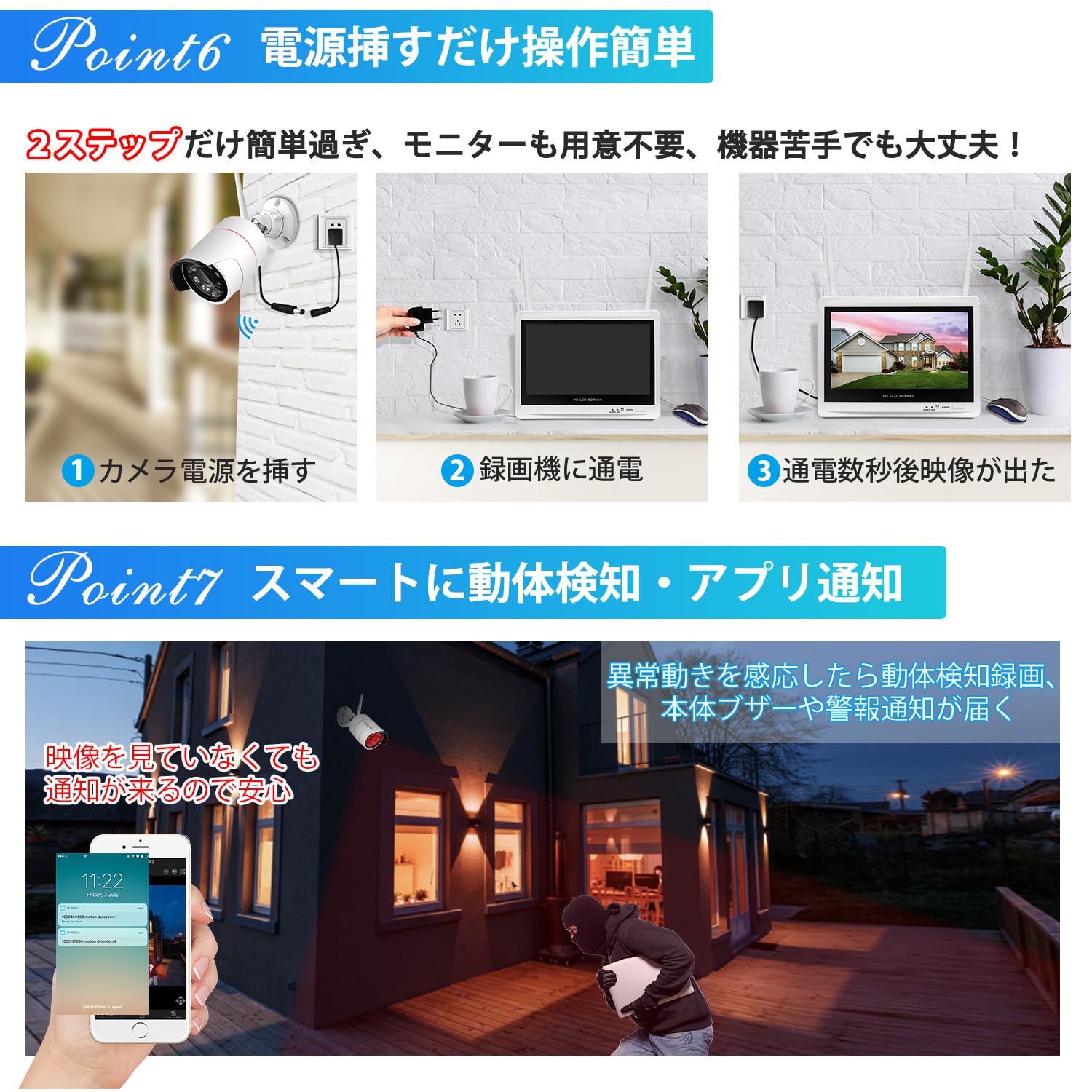 防犯カメラ用モニター 12インチ IPS液晶パネル 500万画素対応 無線録画機 Amazon.co.jp: 【500万高画素広角撮影】防犯カメラ ワイヤレス