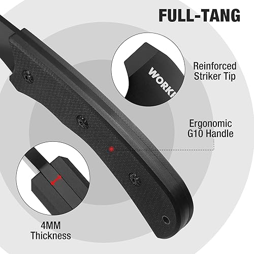 Miniatura 5 de WORKPRO Juego combinado de cuchillo de caza y hacha de hacha  Cuchillo táctico de hoja fija de espiga completa y hacha de camping  Cuchillo de