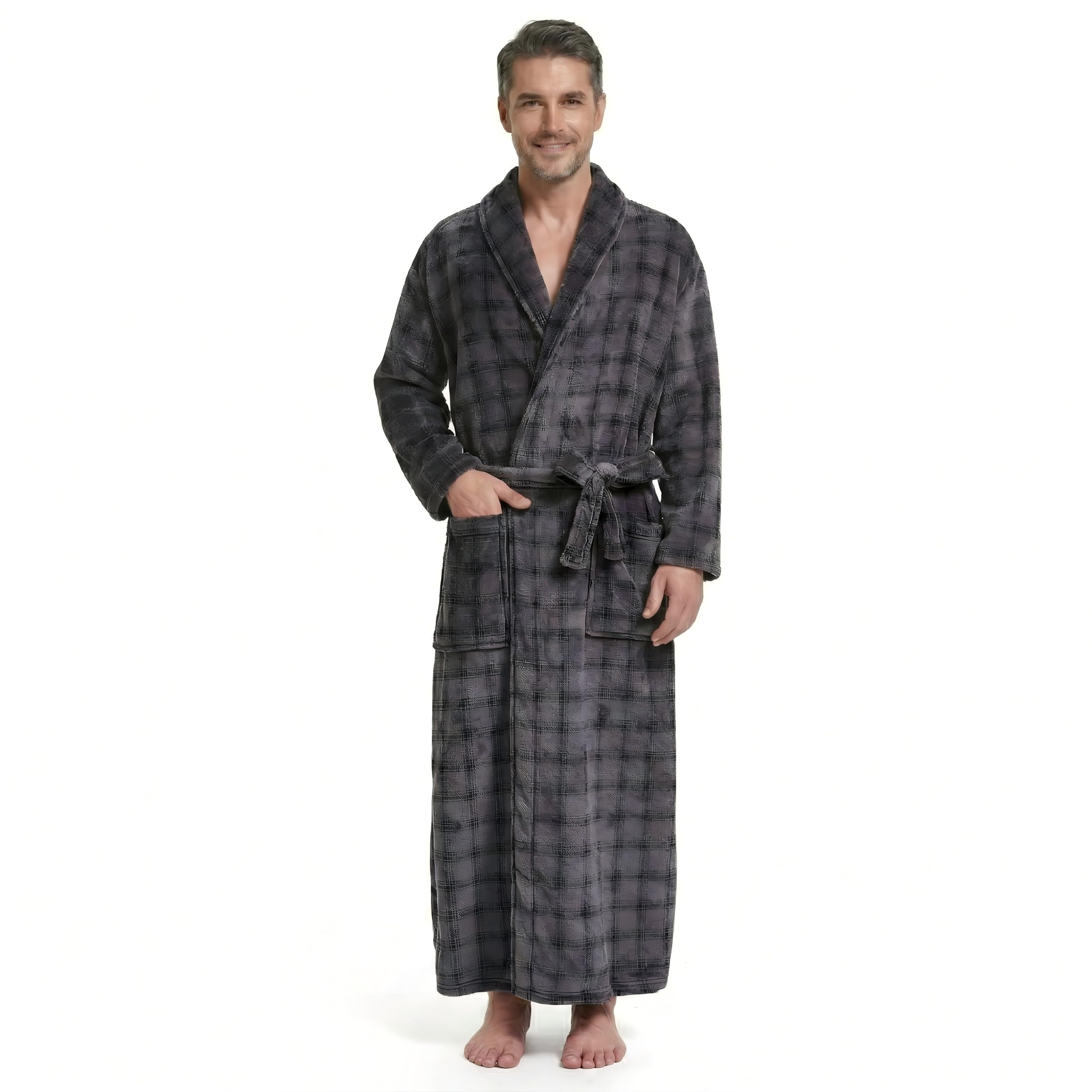 Peignoir de bain en polaire pour homme avec col châle