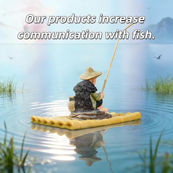 Floating Fish Tank Decorations,Mini Fisherman Scene Ornaments with Realistic Fishing Rod,Fun Fish Feeder Aquarium Ornaments for Interactive Play,Garden Ornaments,Fish Tank Decor