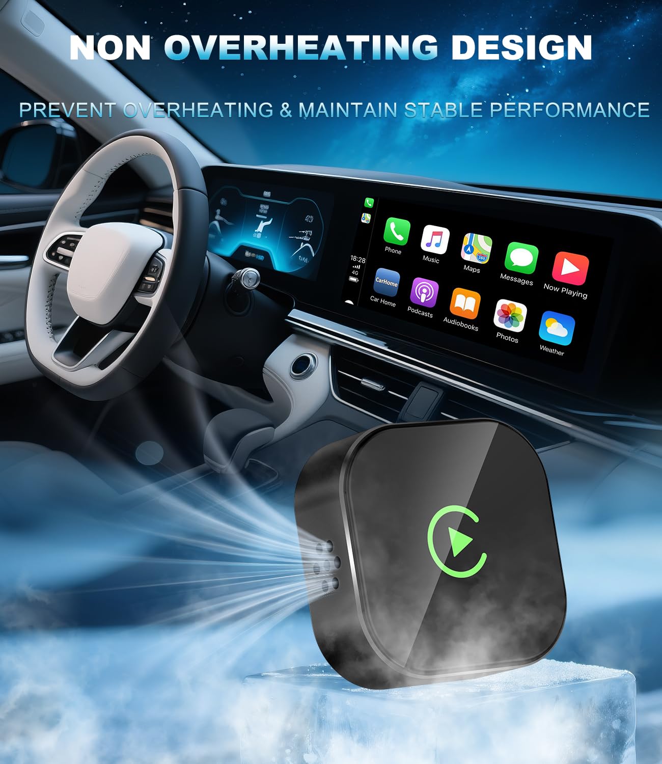 Adattatore CarPlay Wireless per Apple, Converte l'adattatore Cablato in Wireless CarPlay, Plug & Play, Solo CarPlay Dongle Stick per Auto con Car Play Cablato e per iPhone iOS 10+