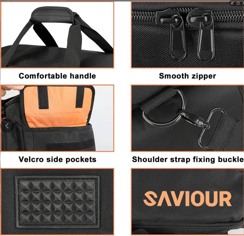 SAVIOUR DJ Cable File Bag, Detachable Padded Bottom and Adjustable Dividers, Stores Music, Audio, and Visual Cabling, Portable Travel Storage and Studio Organization (Orange) - Image 4