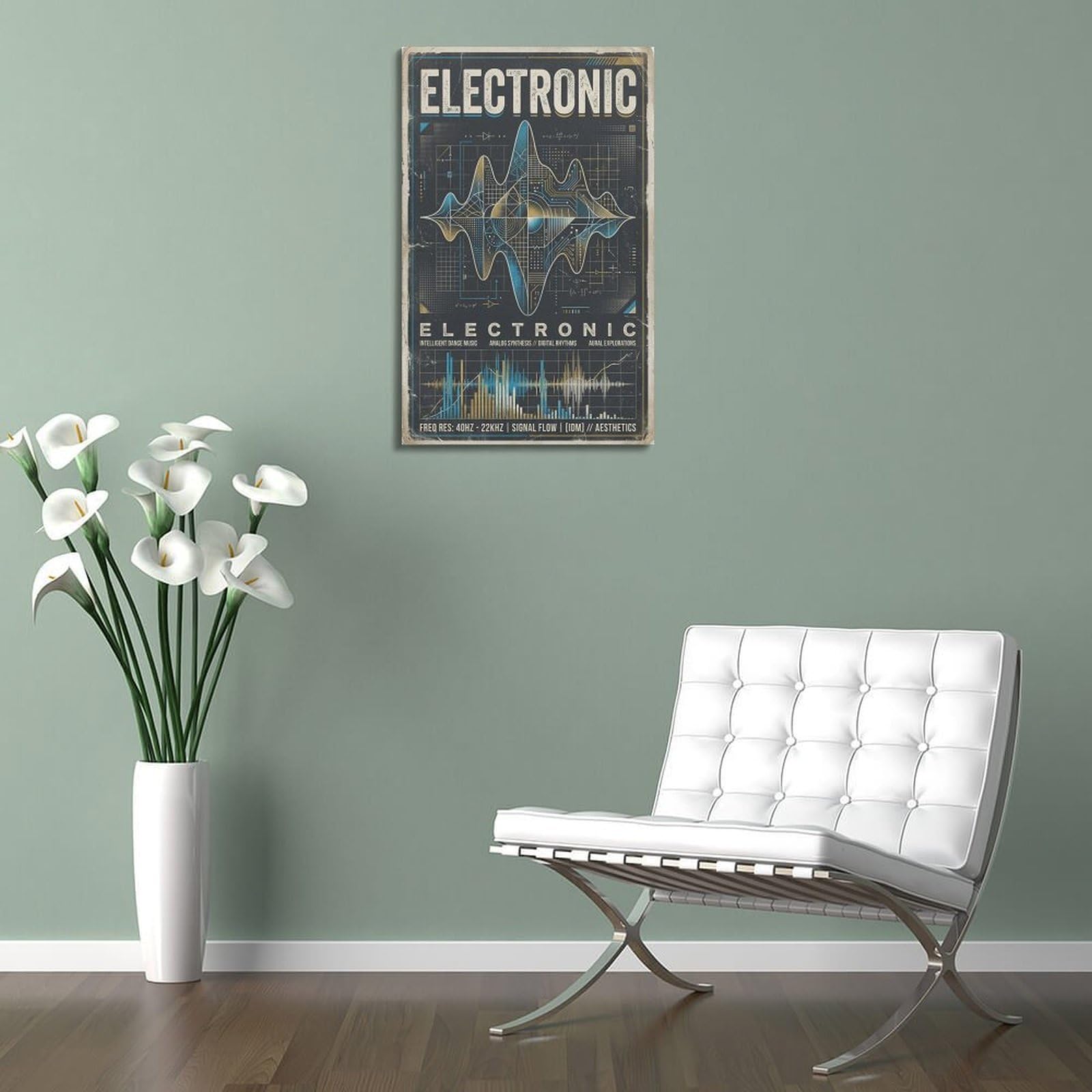 XKUGA Poster con stampa su tela con sintesi di musica elettronica, stile retrò, moderno, decorativo, ideale per la famiglia, la grotta degli uomini, la sala giochi, la camera da letto di ragazzi e