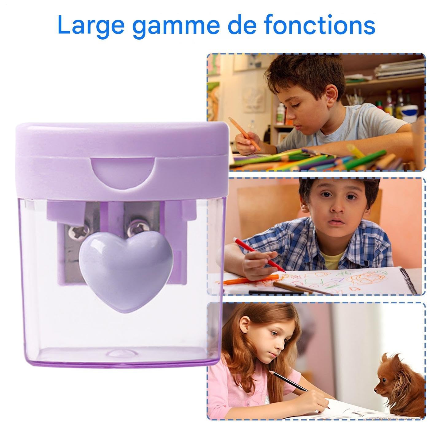 Temperamatite Manuale Doppio Foro Portatile con Coperchio Colorato | Temperamatite per matite colorate Per Scuola, Bambini, Classe, Artisti, Uffici, Casa, Disegno, Asilo, Trucco, Viaggio,
