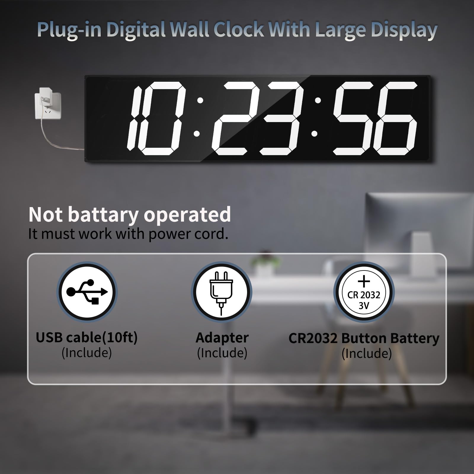 CHKOSDA Reloj de pared digital grande de 28.5 pulgadas, reloj digital automático con alarma, clendar y temperatura, sincronización automática de hora con fácil operación, temporizador grande con