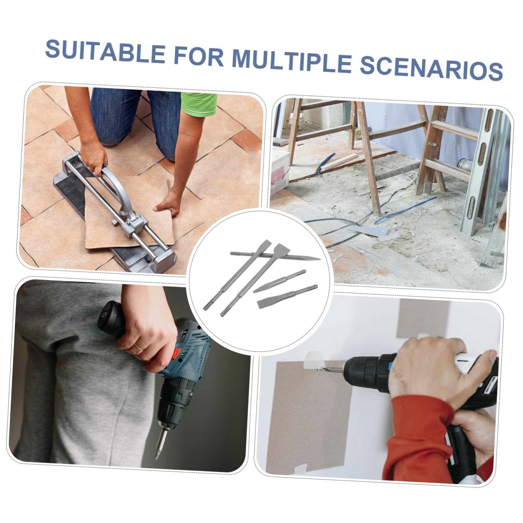 Gatuida 5piezas Cinceles y Martillos para Pared y Ladrillo Brocas para Martillo Cincel de Taladro para Mampostería