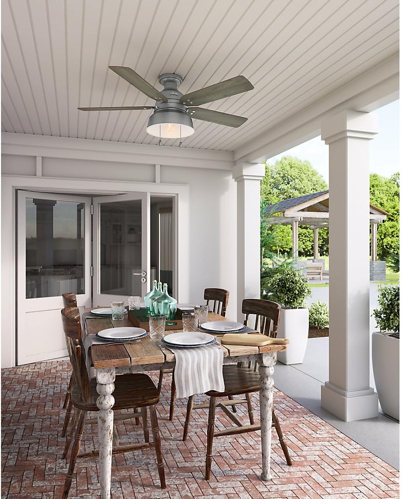 Free Shipping Over $50 Hunter Fan Company 59311 52 Mill Valley Ceiling Fan with Light, Large, Matte Silver