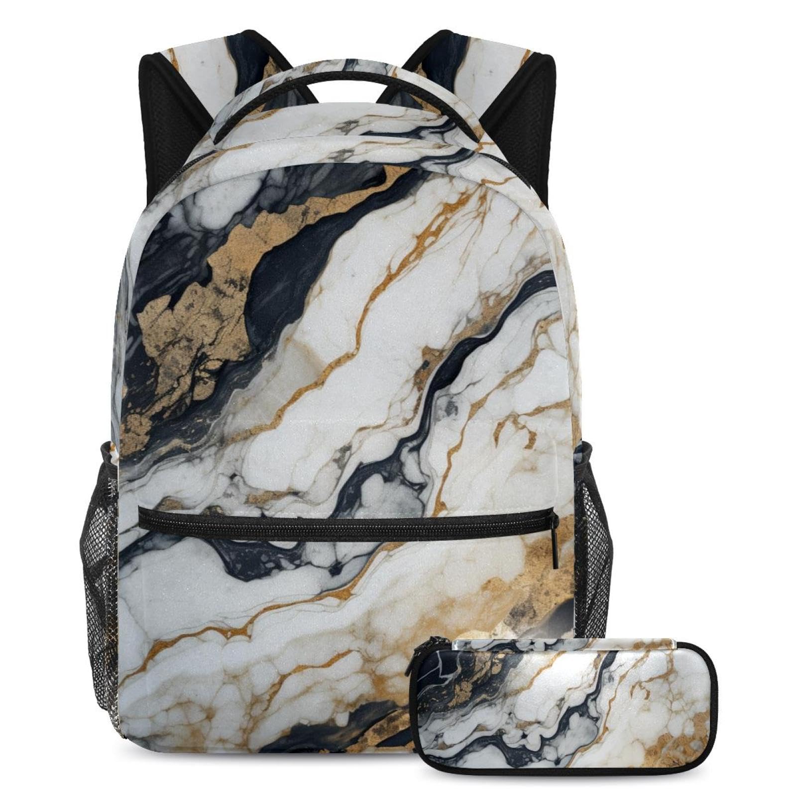 Sac à dos marbré 2 pièces pour simplifier vos journées de cours