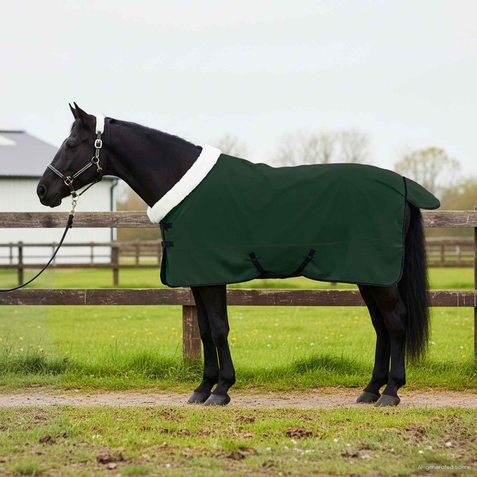 Gecheer Coperta per Cavalli, Termica in Pile Antivento 145 cm, Copertura Invernale con Fibbie Regolabili, Leggera e Traspirante, per Protezione dal Freddo e attività Equestri