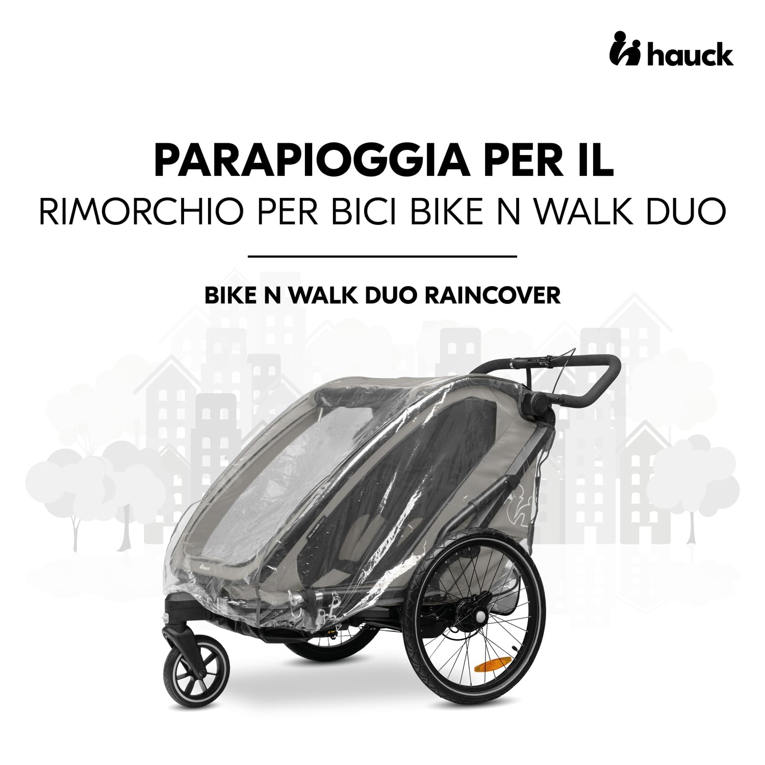 Hauck Bike N Walk Duo Parapioggia per Rimorchio Bici Bambini 67x64x100 cm Copertura Antipioggia Trasparente