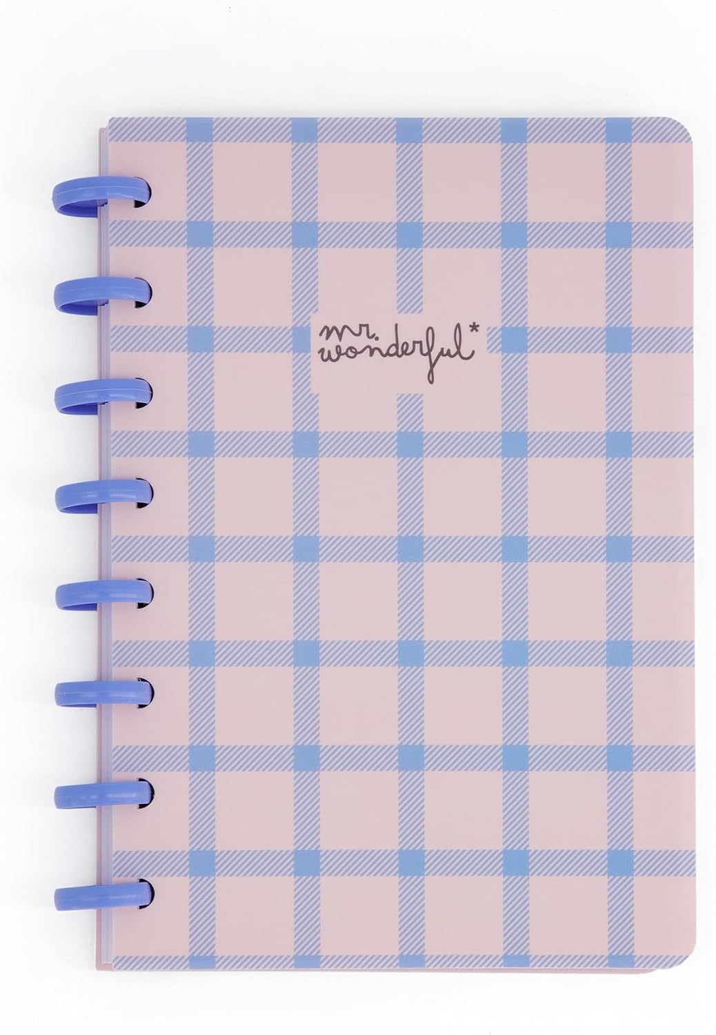 Mr. Wonderful A5 Notebook - Blue and Pink Squared - With Plastic Envelope with Beautiful Print - With 160 Lined Pages