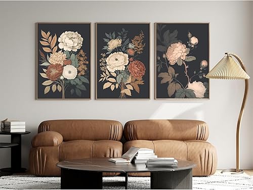 Miniatura 29 de Arte de pared bohemio con margaritas, decoración de pared de lienzo de montaña, impresiones abstractas de flores silvestres, puesta de sol, arte de