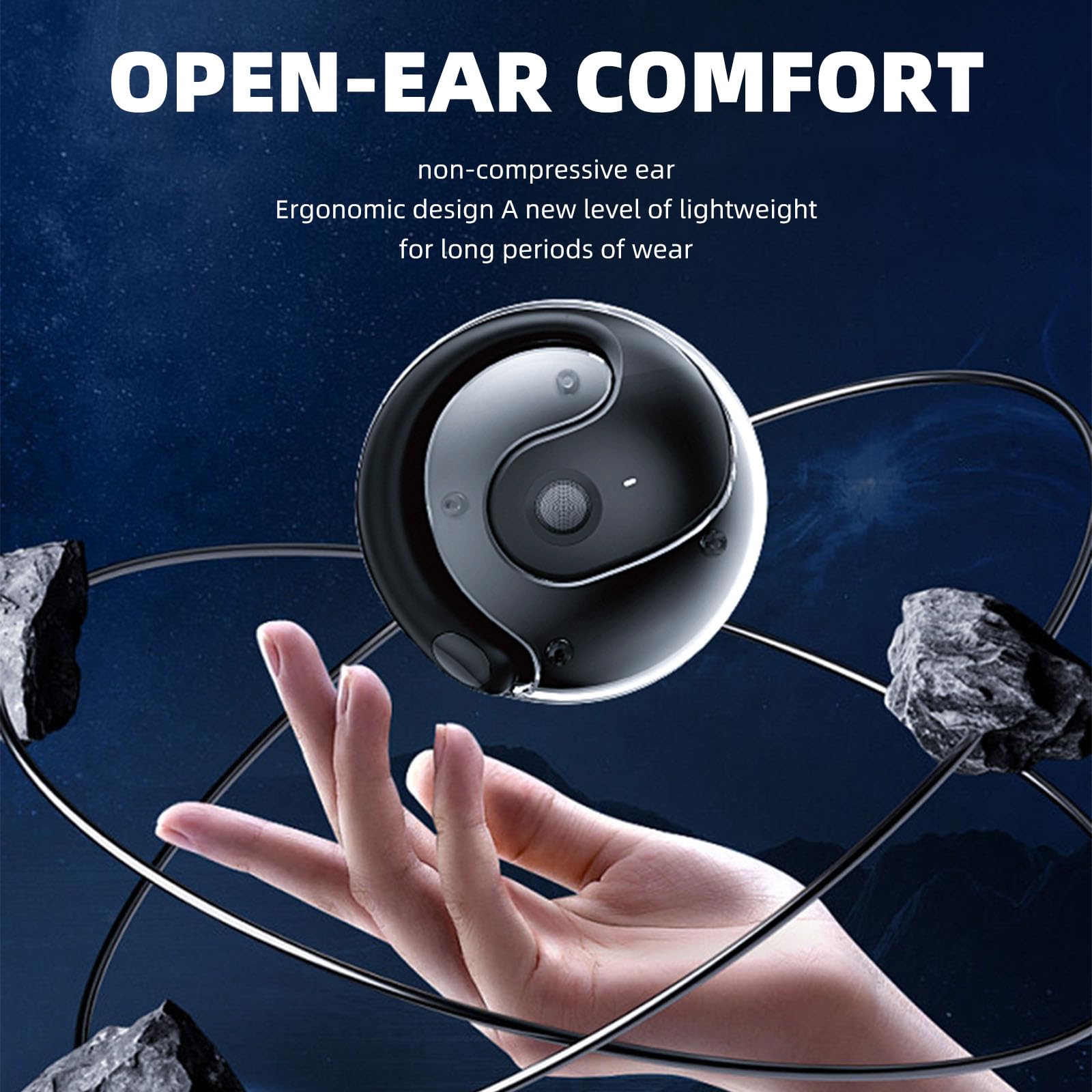 Auricolari senza fili Auricolari aperti Ows Cuffie Bluetooth per esterno Auricolare senza fili Appeso Auricolare IPX5 Impermeabile con Microfono Osso Conduzione Aria Auricolari per Sport