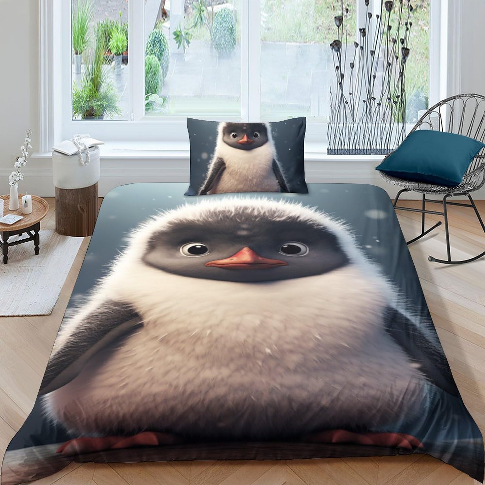 Parure de lit pingouin 3D pour transformer la chambre en refuge polaire