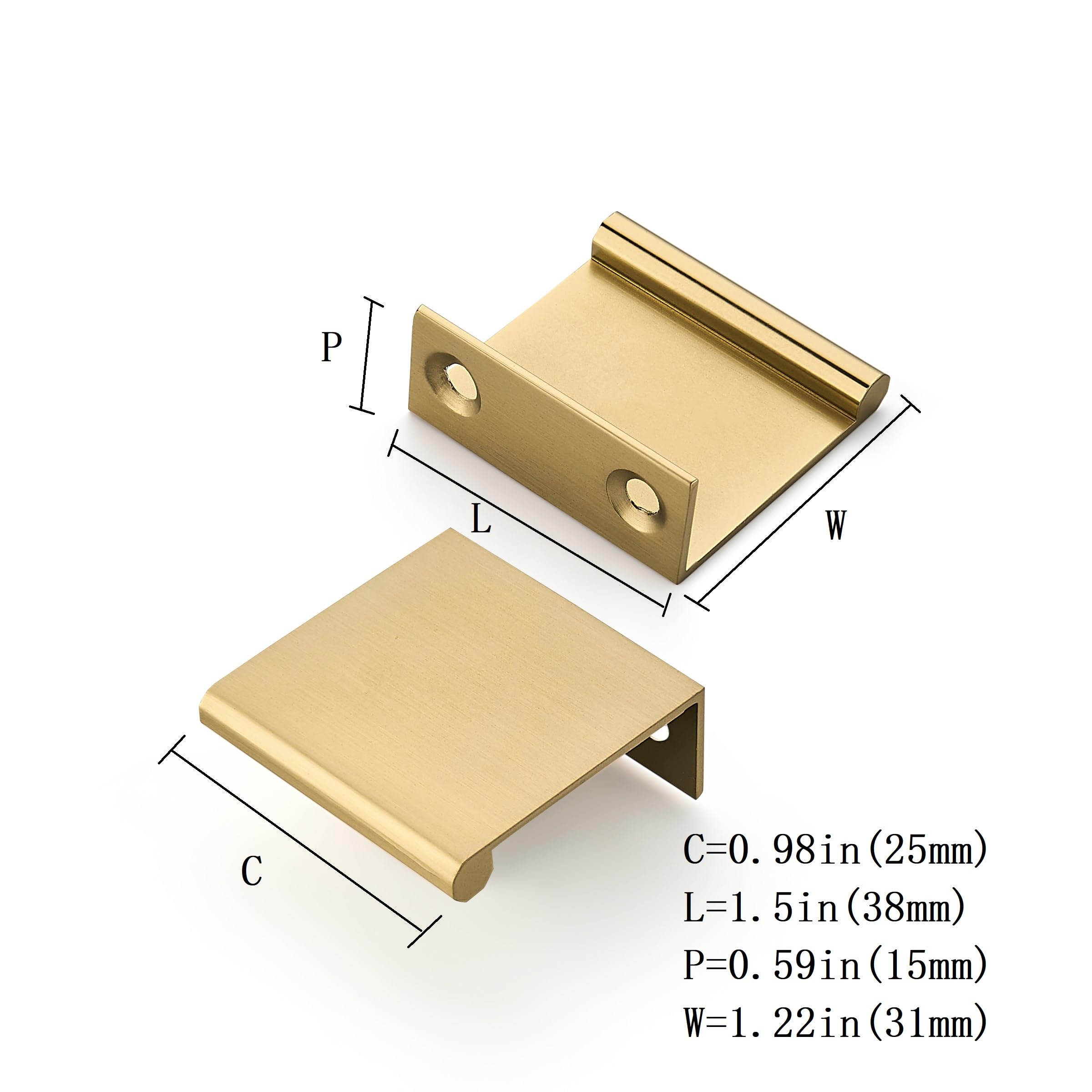 KHTUMEWARE-FEP Champagne Bronze Cabinet Pulls CTC 1 in (25 mm) 10-Pack in Champagne Bronze — KHTUMEWARE