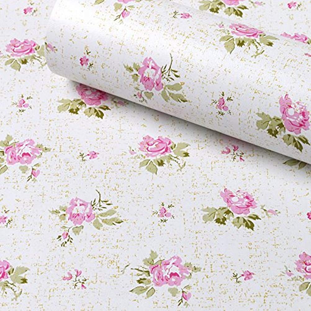 Papier peint autocollant floral rose repositionnable et impermeable Redodeco