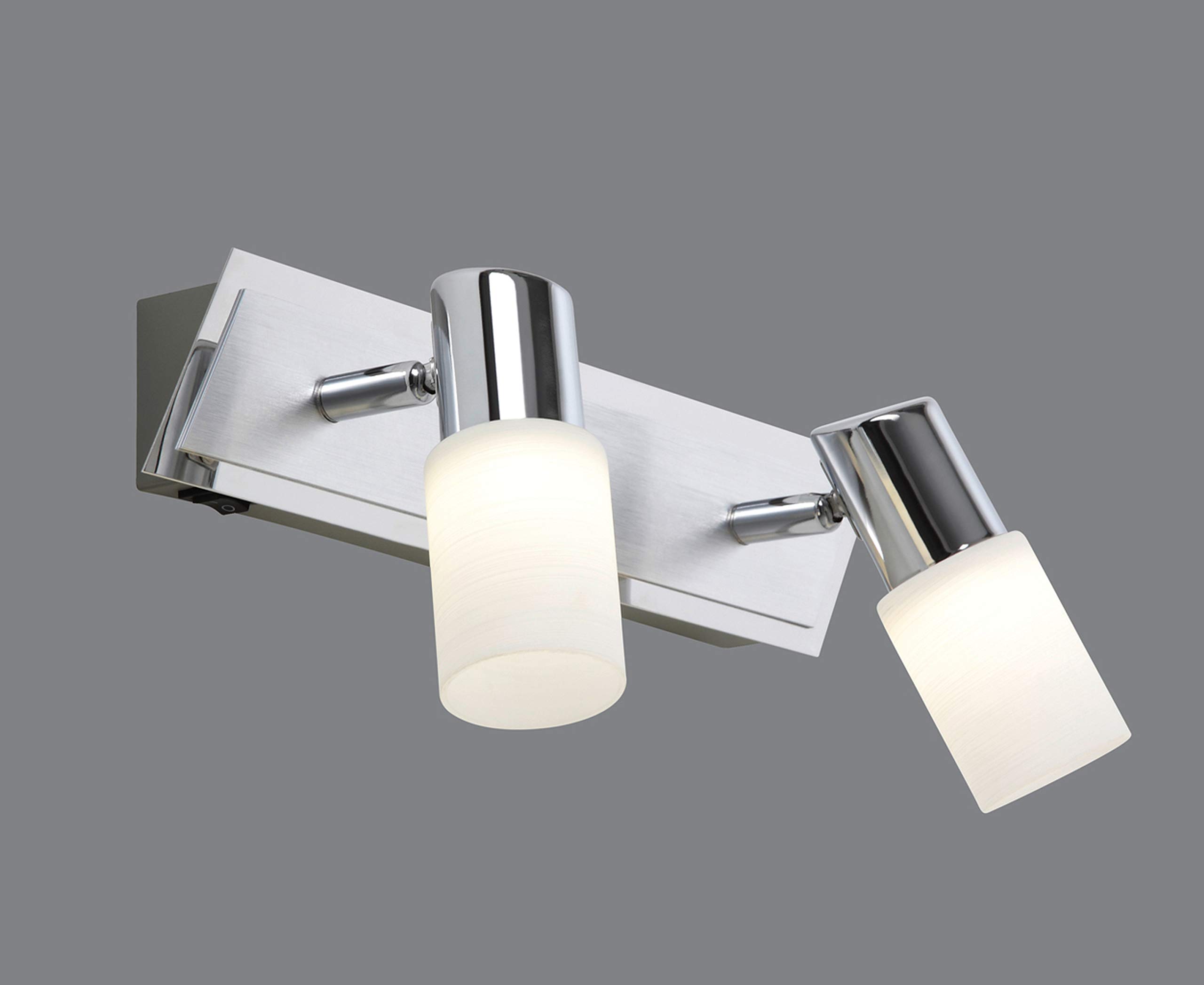 Trio Serie 8214 - Focos con 2 luces, bombillas incluidas, SMD, LED, 4,5 W, 400 lm, 3000 K, 230 V, A+, IP20, 18,5 x 36 x 7 cm, metal, aluminio pulido