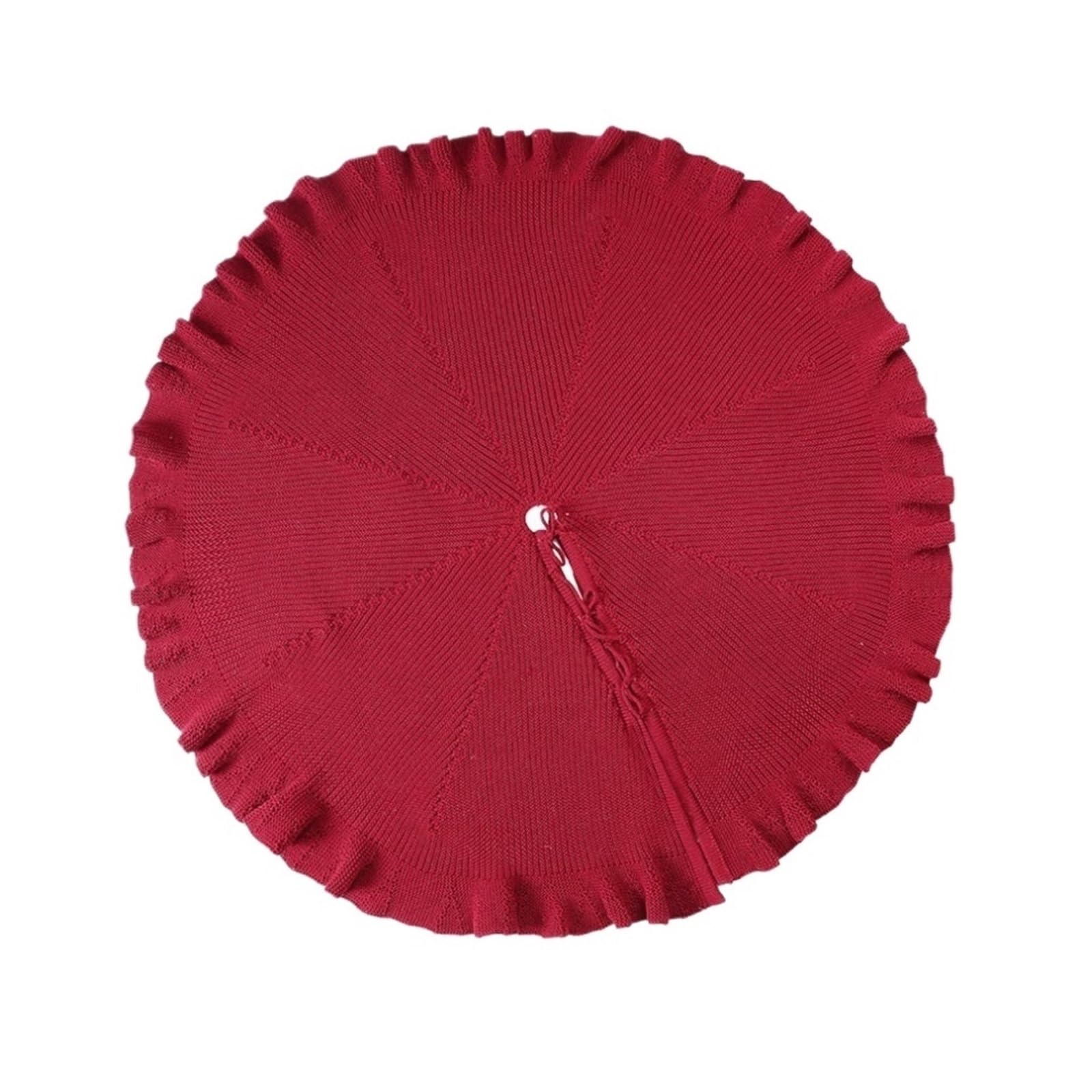 Tapis de Sapin de Noel Jupe d'arbre De Noël Tricotée À Volants, Rustique Plissée Épaisse, Décoration Vacances Couvre-Pied d'arbre