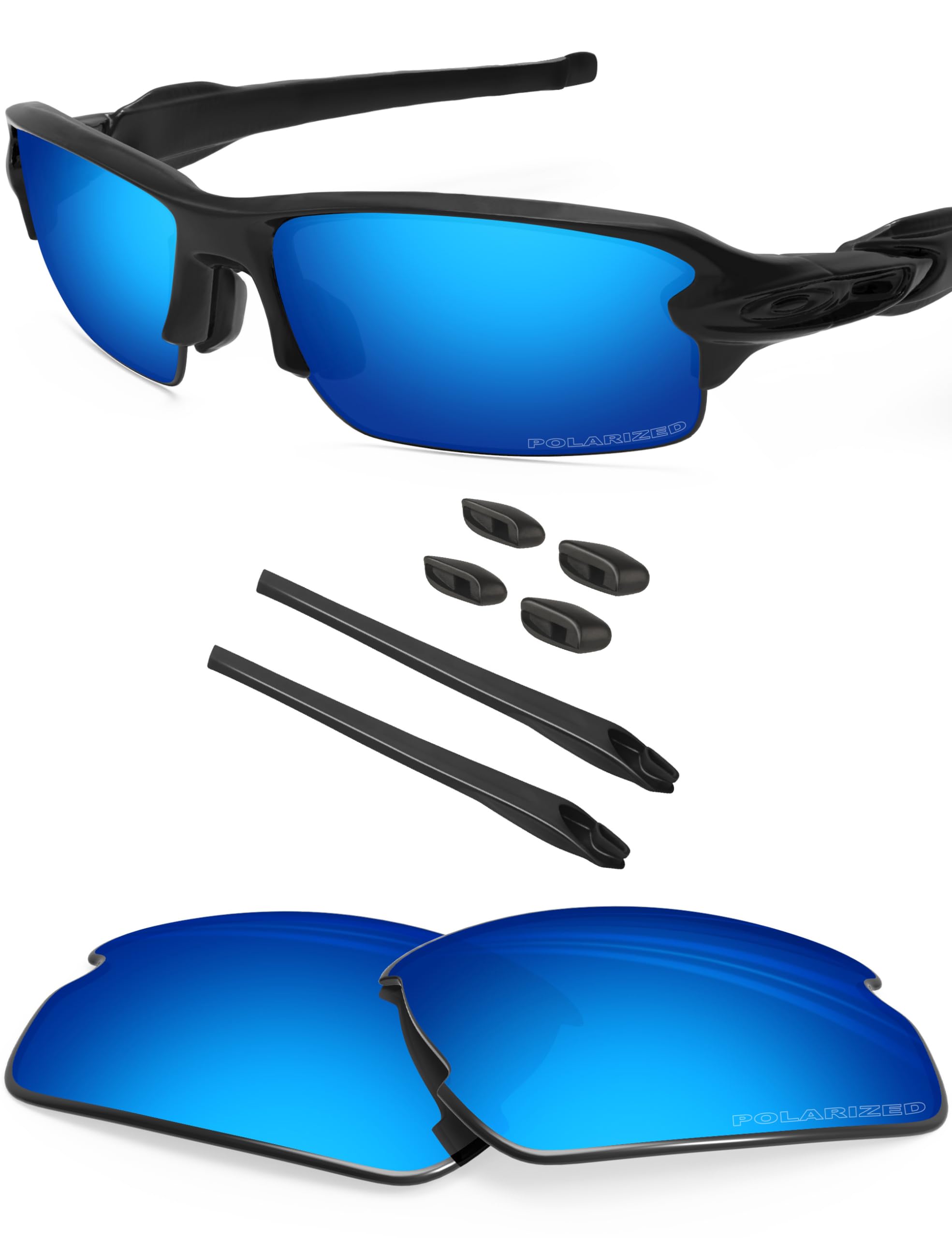 Blazerbuck Men's Ice Blue Polarized Polarized Replacet Lenses & Sock Kit For Oakley Flak 2.0 Oo9295 - Ice Blue