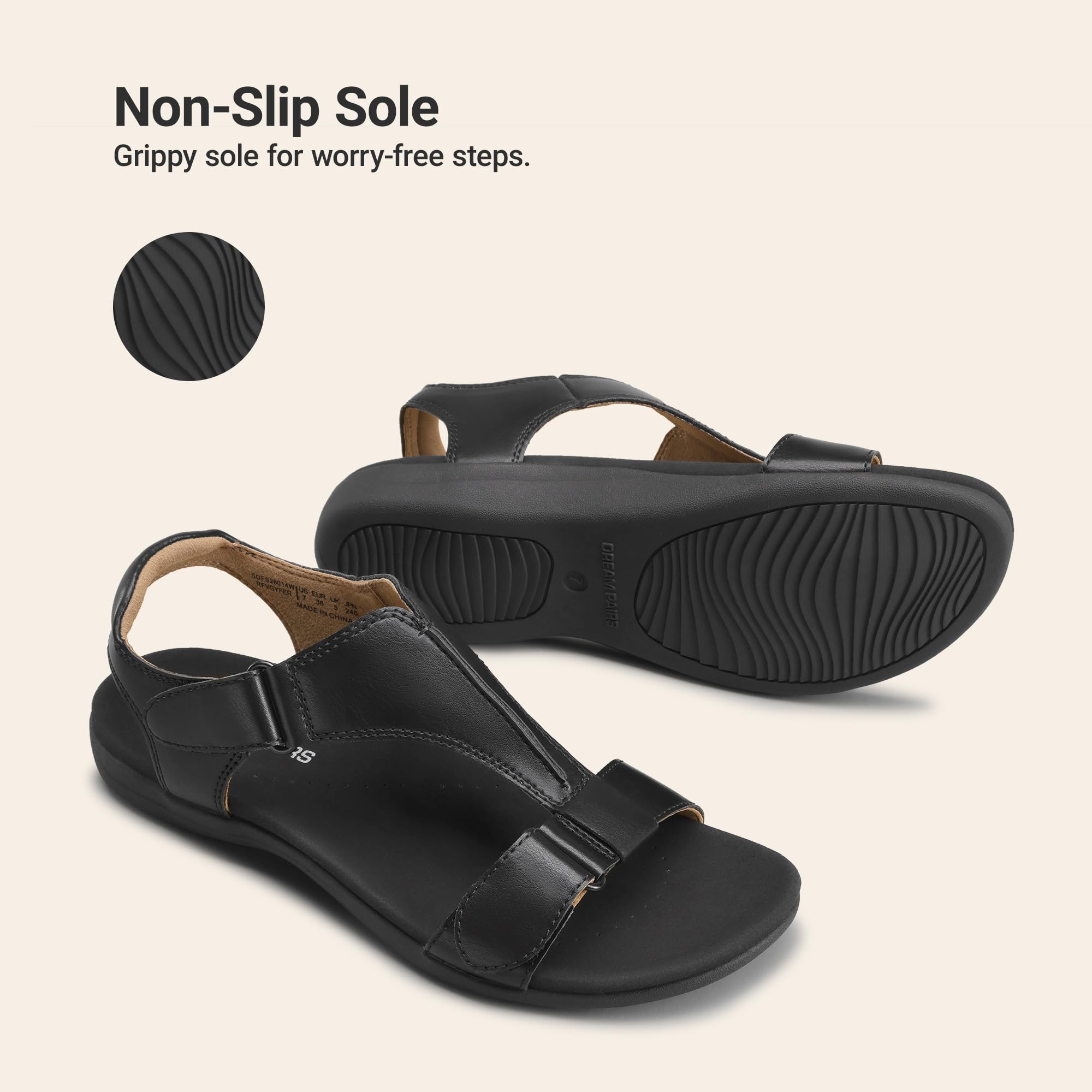DREAM PAIRS Sandali da donna con supporto per arco plantare, ortopedici, comodi, per camminare, spiaggia, scarpe estive