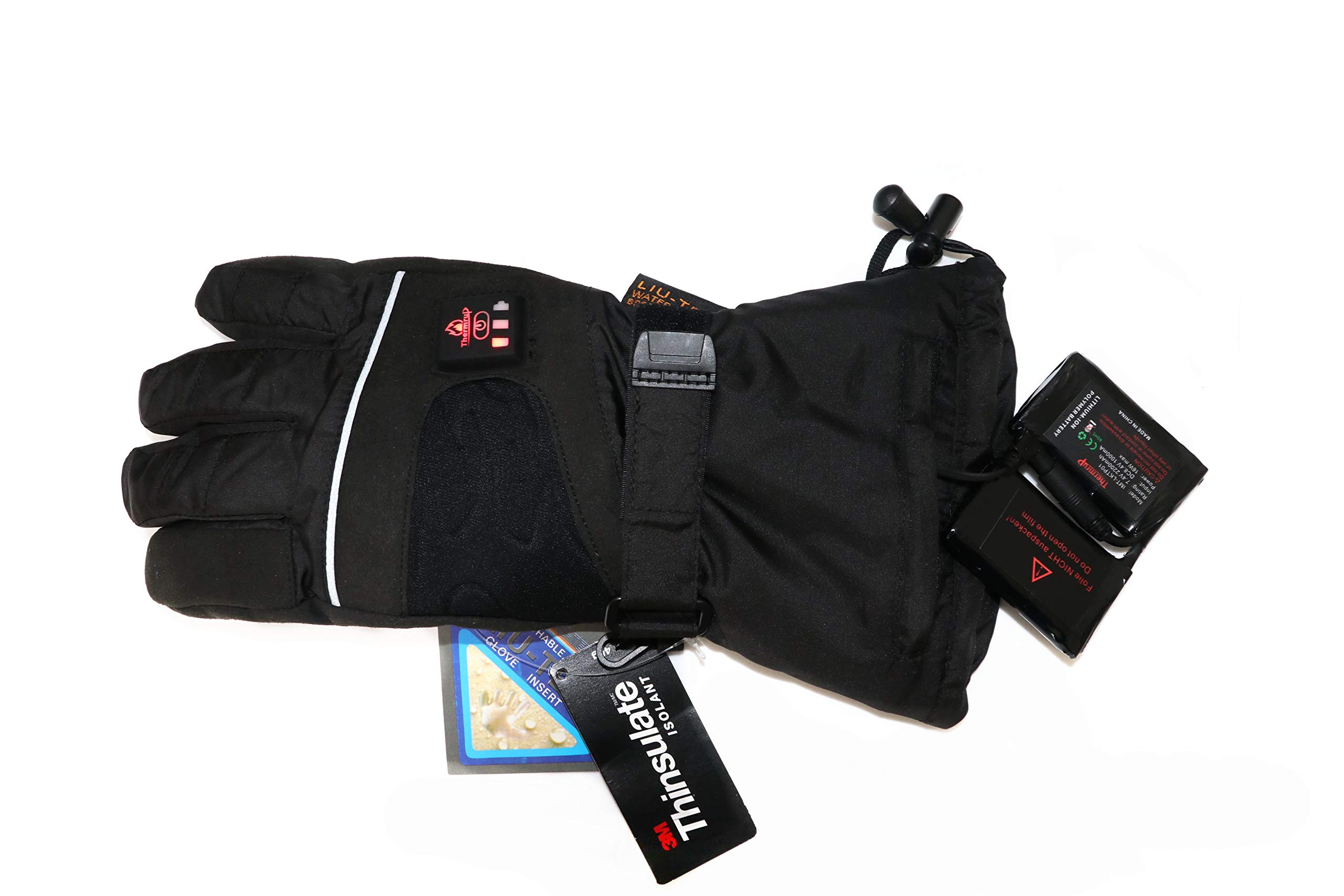 Beheizbare Handschuhe mit 4 Stufen Temperaturregler, wasserabweisend atmungsaktive mit TPU Membran, Akkubetrieb