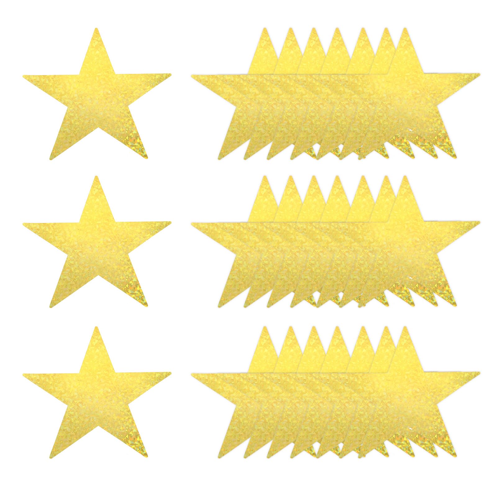 sourcing map Gold Laser Stars Cutouts Decoration, 30 Pcs 11" Double Printed Paper Stars Cutout Confetti Cardboard Stars Decorations for Bulletin Board Wall Classroom Party