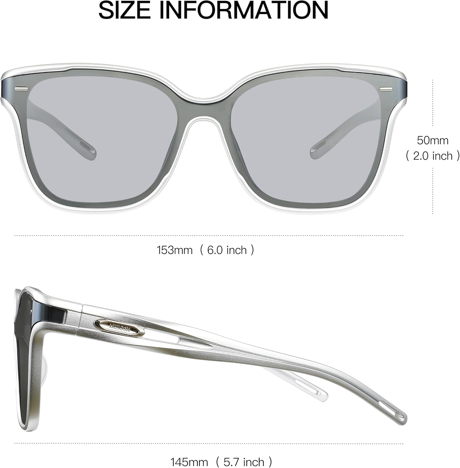 MUJOSH Avant-Garde Square Sunglasses for Women Men, Lightweight 20.9g TR90 One-Piece Bent Lens, Anti-Oil UV400 Shades with Twisted Temples for Party, Aurora Grey, Brand of EssilorLuxottica