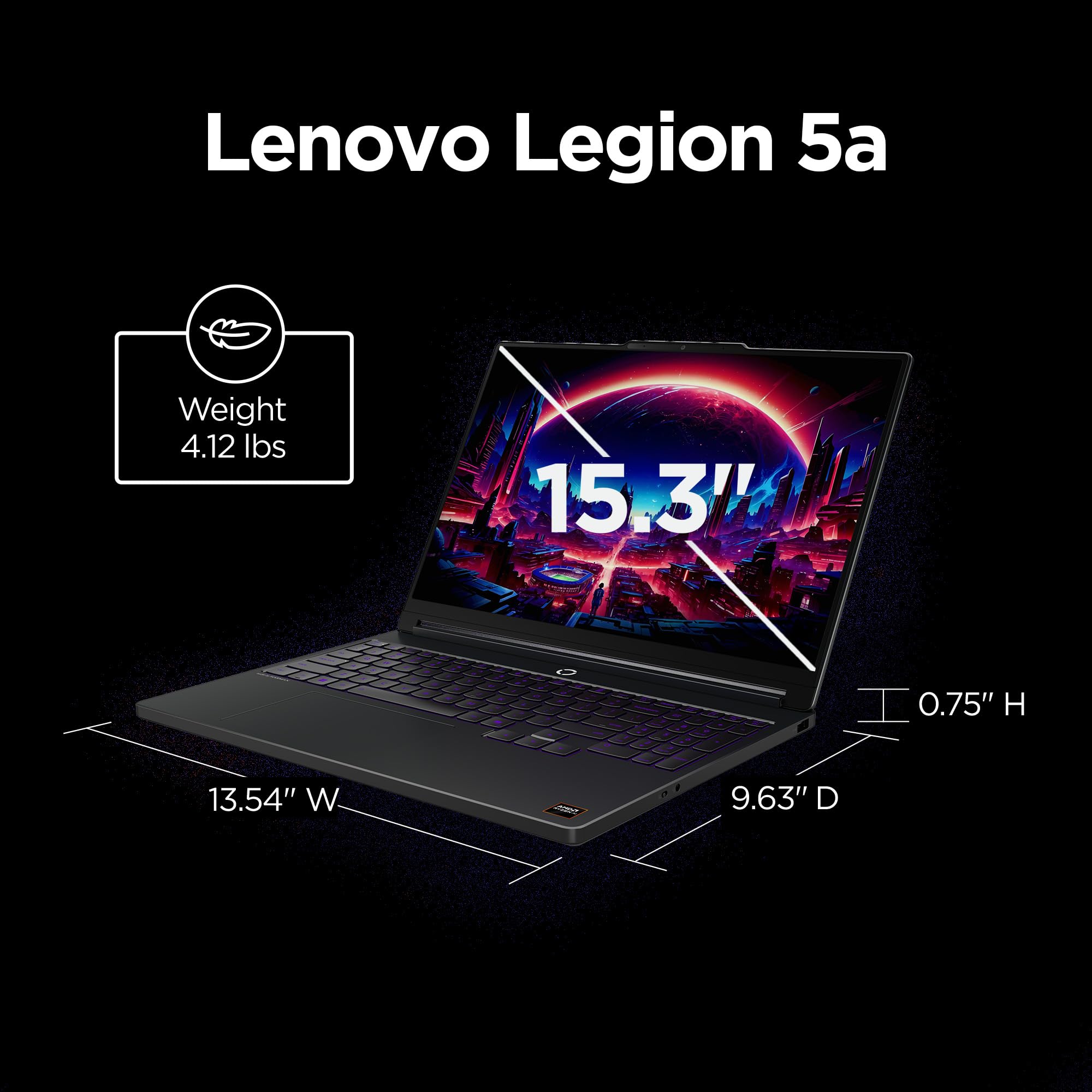 Lenovo Legion 5a - 2026 - Gaming Laptop - Schermo OLED WQXGA NVIDIA GeForce RTX 5060-15,3" - Frequenza di aggiornamento 165Hz - Ryzen 7 250-32 GB di memoria - 1 TB di memoria - Eclipse Black
