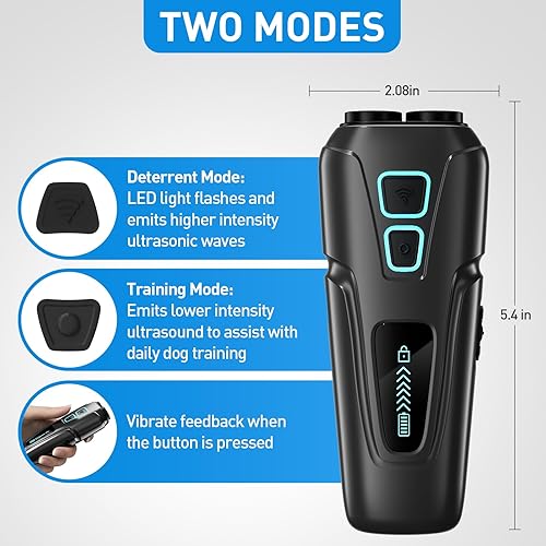 Miniatura 3 de Dispositivos de control de ladridos para perros, dispositivo recargable de doble sensor antiladridos con modos de entrenamiento/disuasión, silbato