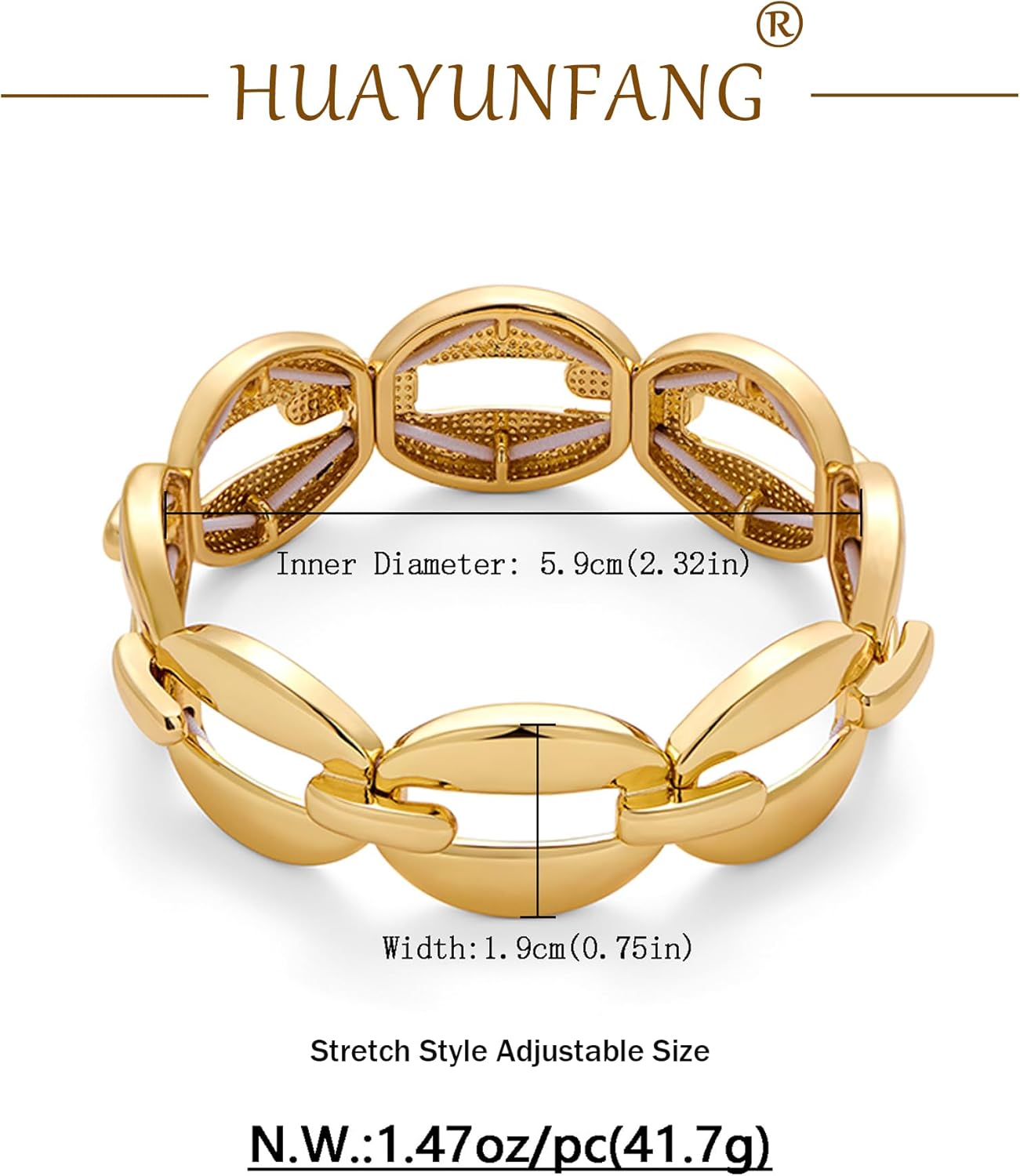 Chunky Gold Stretch Bracelet for Women Adjustable Elastic Chain Bracelet Bold Statement Bracelet Trendy Jewelry - Image 6