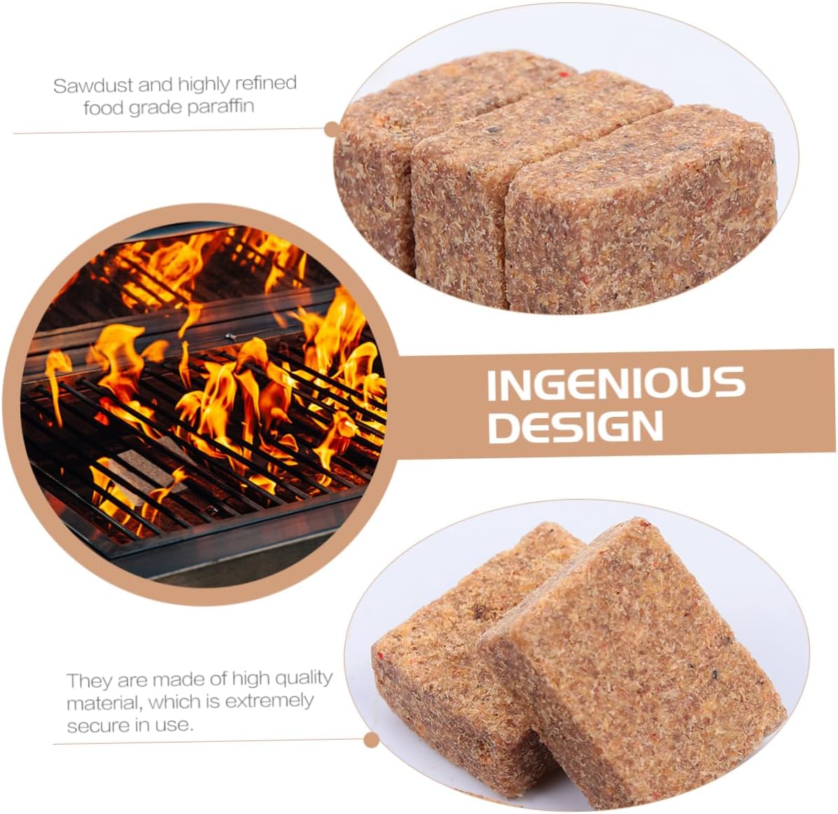 Toyvian 100pcs Camping Burning Blocks Easy Use Combustion Support for Campfires BBQ and Outdoor Grilling Lightweight Safe and Practical Fire