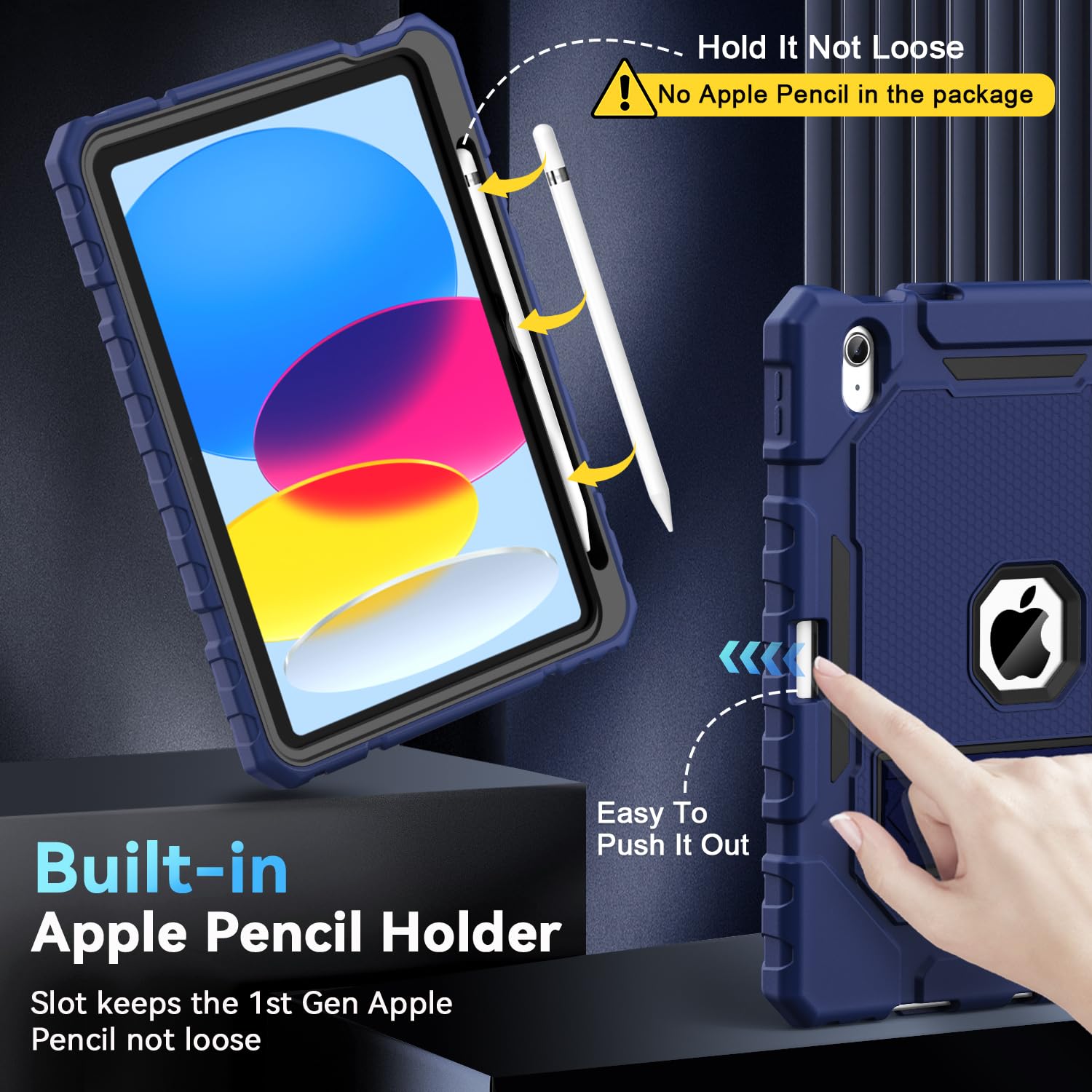 Grifobes Funda para iPad de 10ª generación 2022 (10.9 pulgadas), resistente grado militar, a prueba de golpes, funda protectora resistente de 10.9 pulgadas con soporte integrado/soporte para lápices