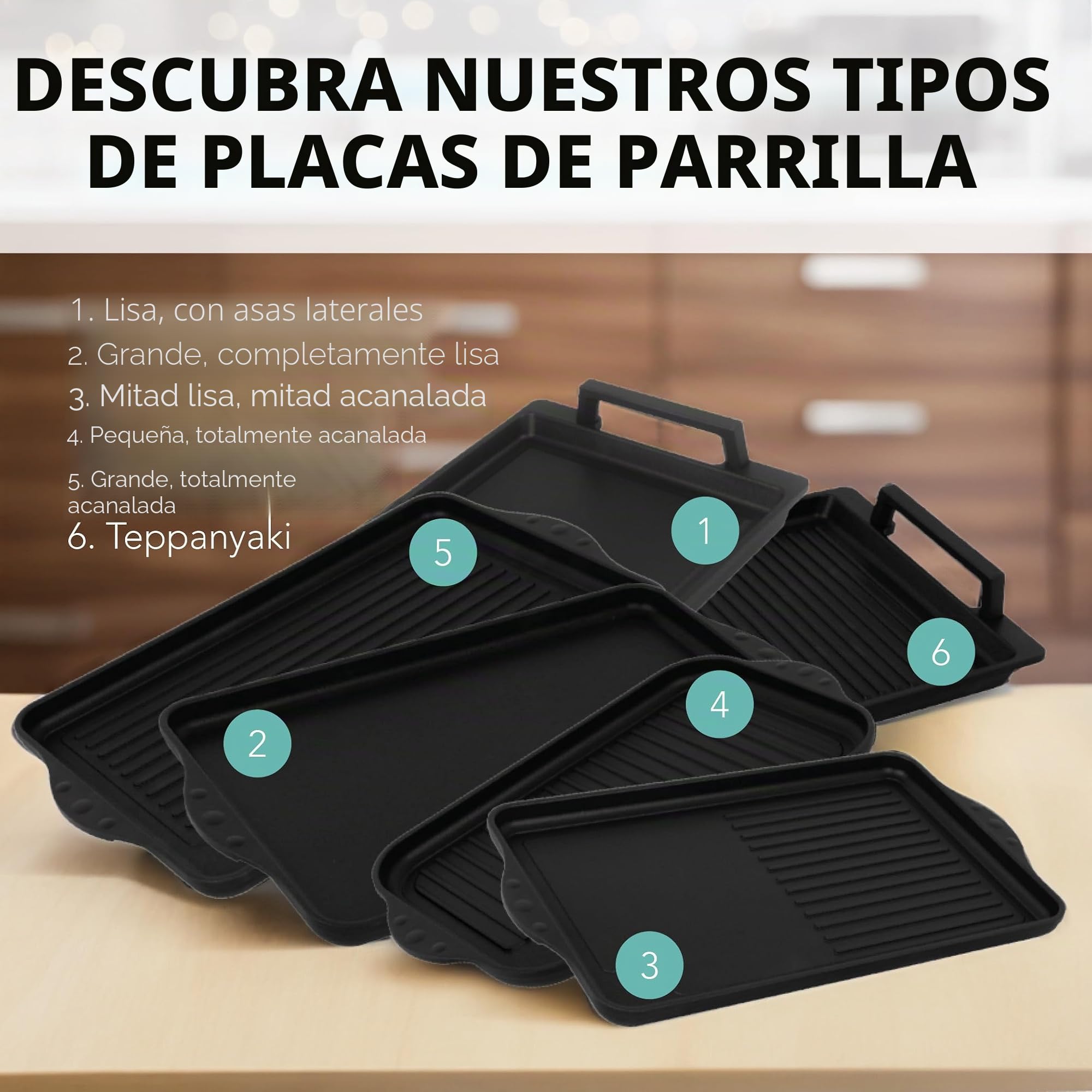 Plancha de aluminio fundido - 43 x 28 x 2,5 cm - Para inducción y todo tipo de cocinas - Recubrimiento antiadherente - Antideslizante - Made in Germany - Sin PFOA
