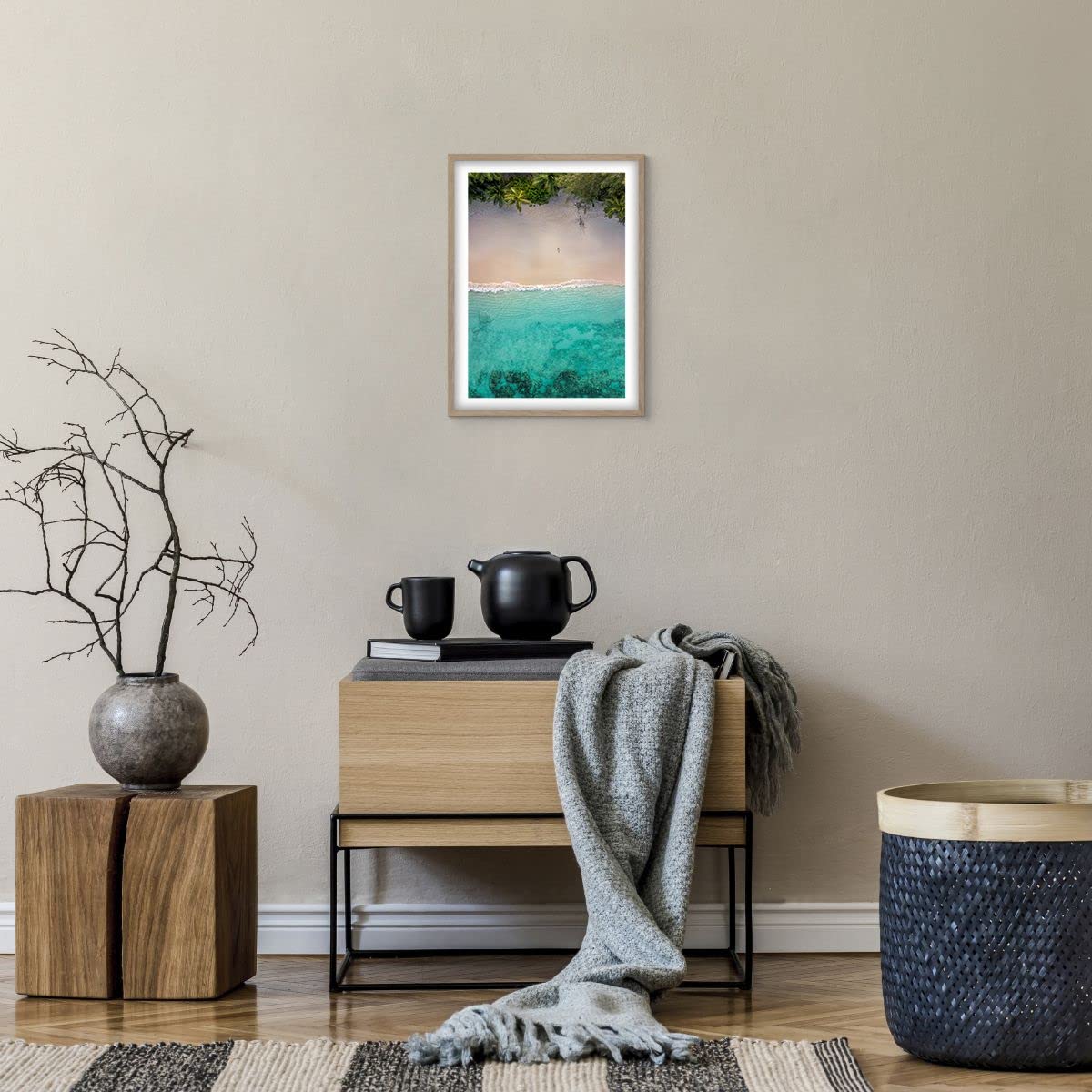 Poster da Parete Playa Trópico Borde Póster Marco Roble Claro 30x40cm Moderno Cuadros Decorativo Decoracion Salon Dormitorio Cocina Cuadros Pared Imágenes Wall Art Prints Decor - P2NPA30x40-5000