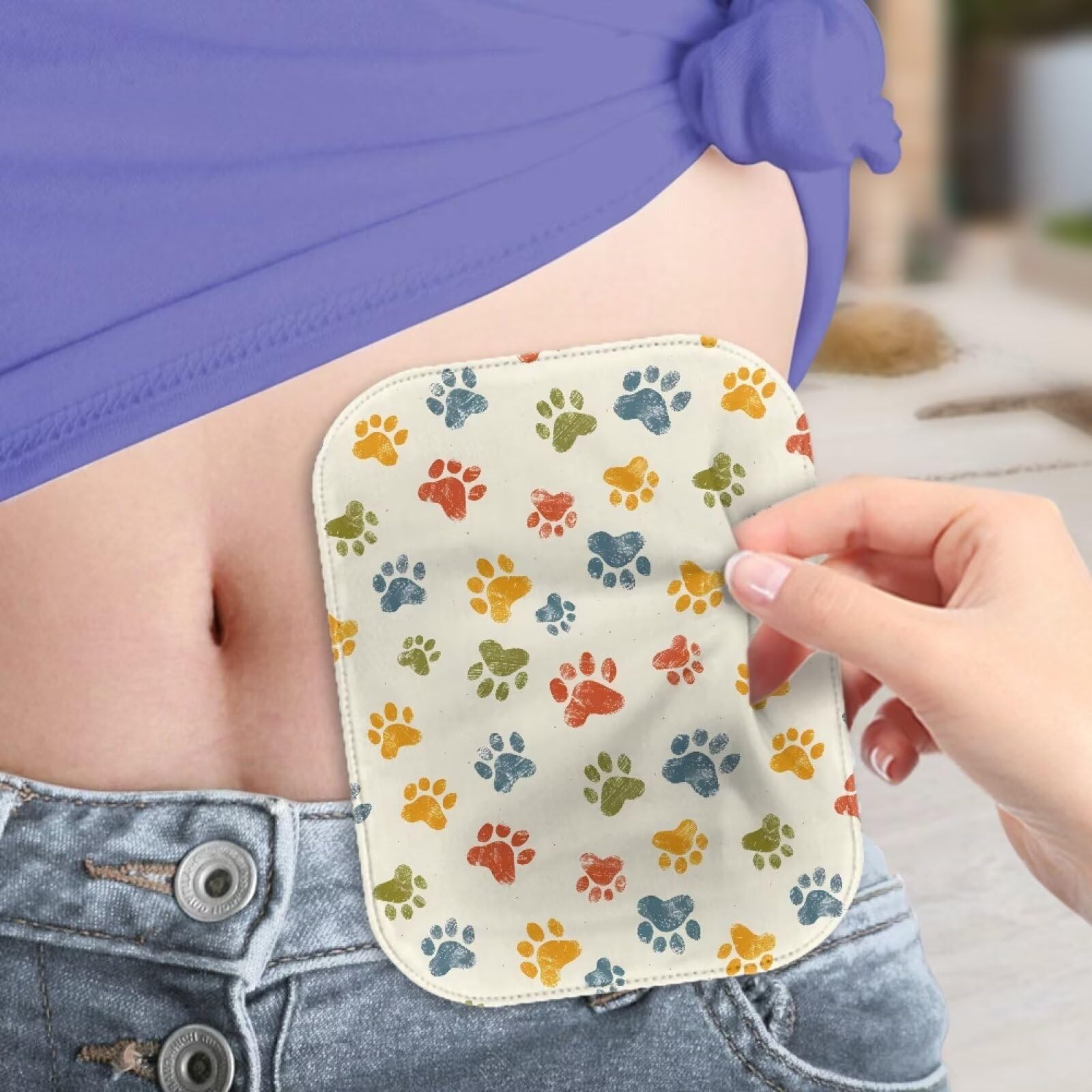 Uorisanigo Ostomy Pouch Covers Washable Colostomy Supplies for Women Men Dog Paw Pattern Colostomy Bags Covers with Opening Reusable Care Protector for Ileostomy Bags Cover