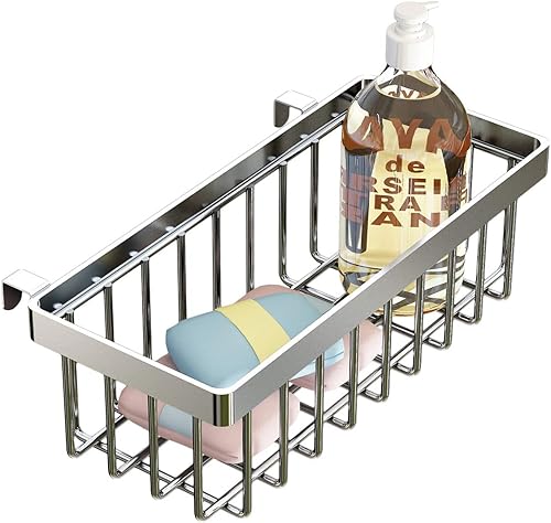 Miniatura 2 de PUSDON Estante de secado de platos sobre fregadero Piezas de bricolaje de acero inoxidable - Cesta cuadradasoporte para detergente, plateado