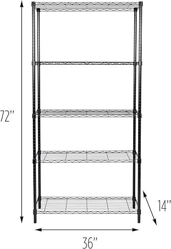 Honey-Can-Do Paquete de estantería de acero de 5 niveles con ruedas giratorias de 4 pulgadas