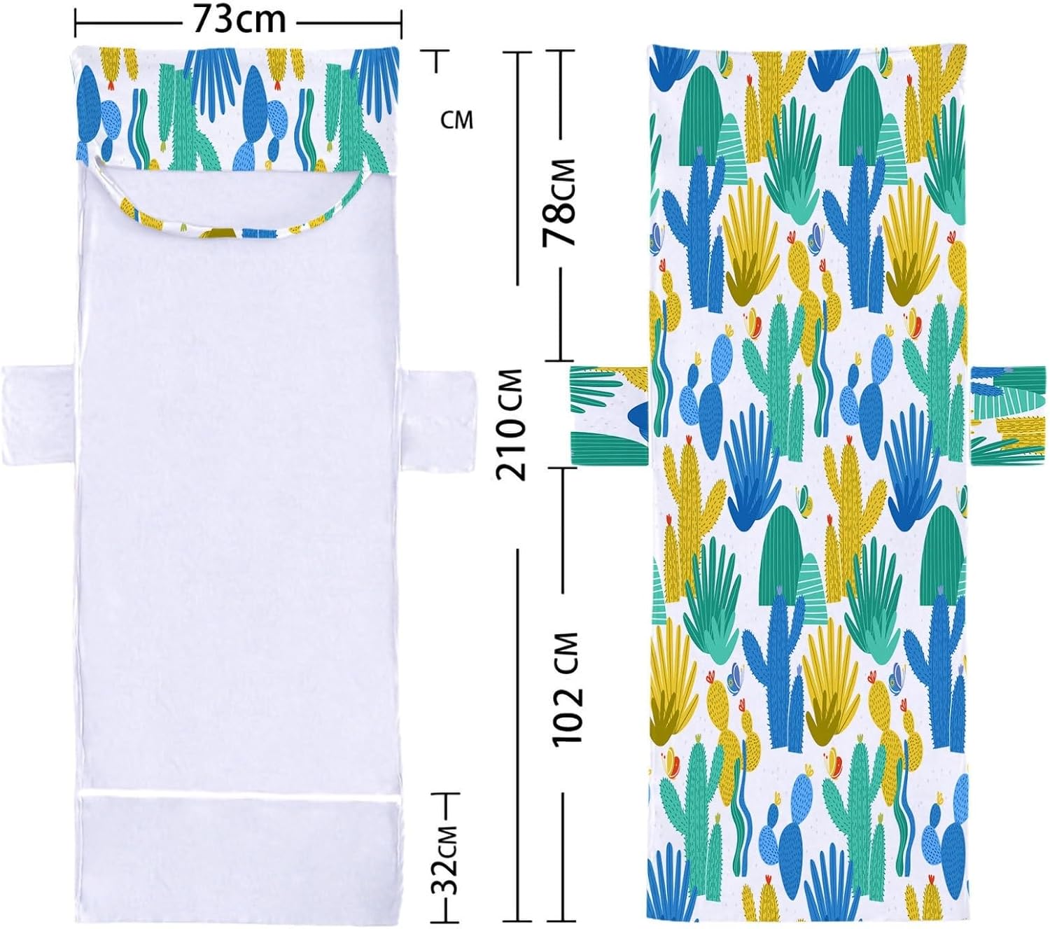 2pcs Beach Chair Towel Microfiber Chaise Lounge Chair Towel Cover for Sunbathing Garden Beach Hotel,Outdoor, Patio Garden,Easy to Carry Around,No Sliding(Cactus 6)