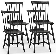 KOTEK Windsor Dining Chairs Set of 4 | Wooden Kitchen Chairs with Spindle Back & Wide Seat, 400 LBS Weight Capacity, Armless Side Chairs for Dining Room