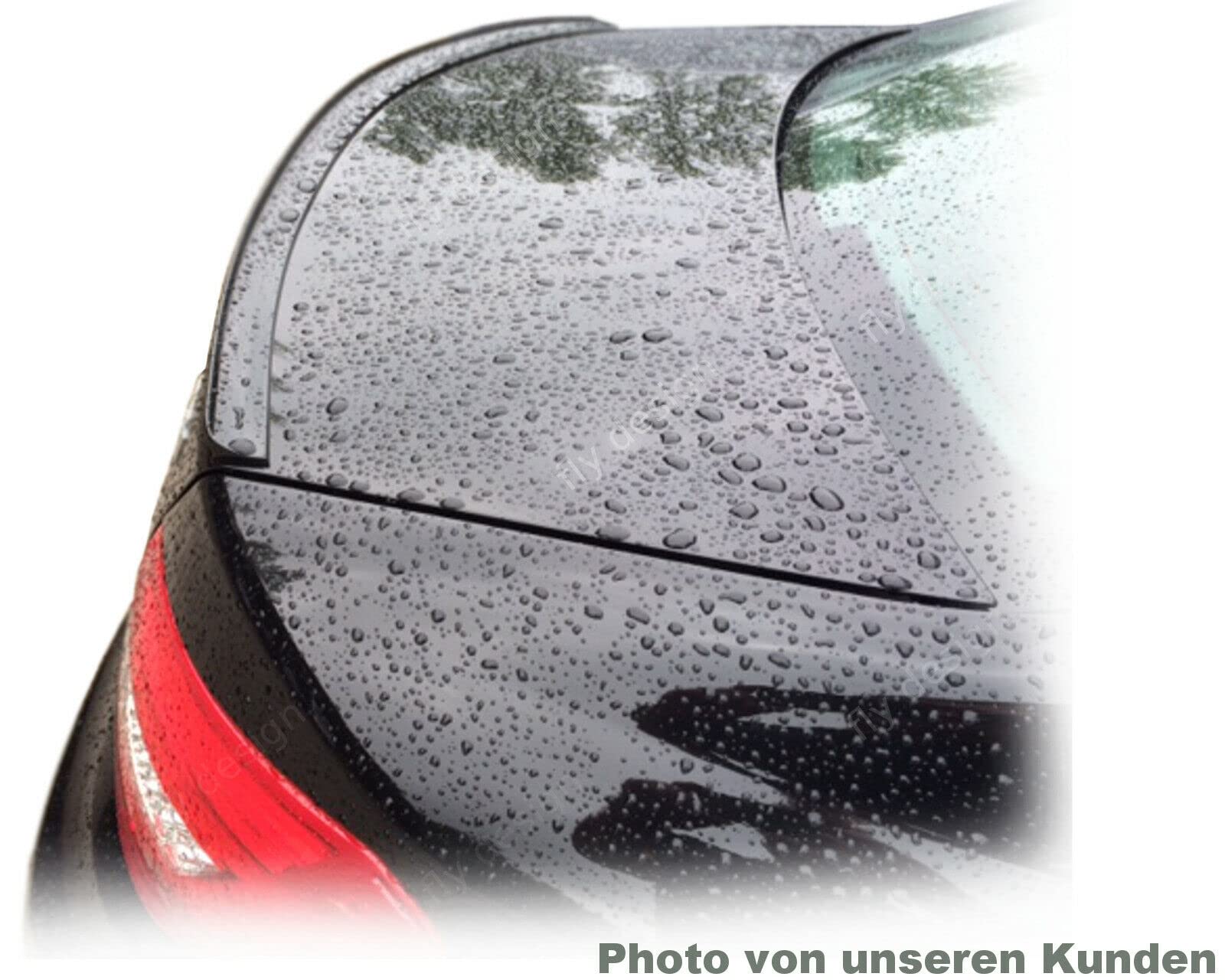 FLY DESIGN Heckspoiler, Hecklippe, Spoilerlippe passend für Mercedes C C-Klasse W204 Limousine, Bj. 2007 bis 2015, flexibel, leicht, waschanlagenfest, Farbe: (Smaragdschwarz Met. (CC 189))