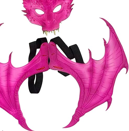 Miniatura 3 de DYNWAVE Disfraz de dragón para niños y niñas, conjunto de máscara de cola de dragón para cosplay, disfraz de Halloween, accesorios de disfraz