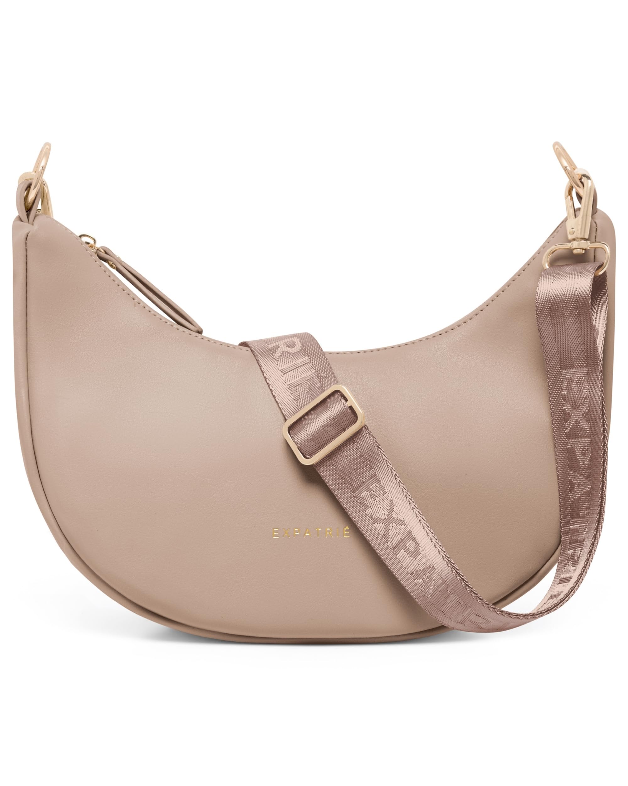 Expatrié Umhängetasche Damen - Lea Small - Half Moon Bag Schultertasche - Crossbody Bag im Halbmond Design - Halbrunde Handtasche aus Veganem Leder - Wasserabweisend